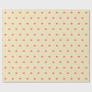 Retro Coquette Rot Kirschen & Streifen Retro Pop Geschenkpapier