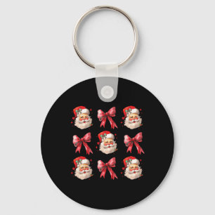 Retro Coquette Santa Red Bows Weihnachten für Frau Schlüsselanhänger