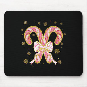 Retro Coquette Schleife Candy Cane Weihnachtszeit Mousepad