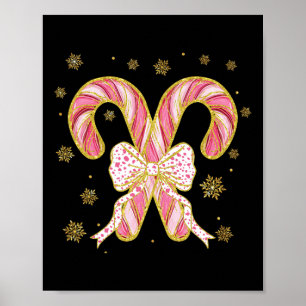 Retro Coquette Schleife Candy Cane Weihnachtszeit Poster