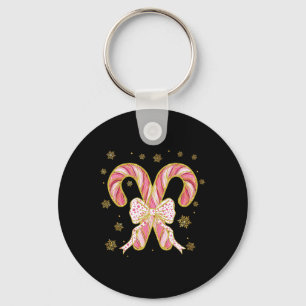 Retro Coquette Schleife Candy Cane Weihnachtszeit Schlüsselanhänger
