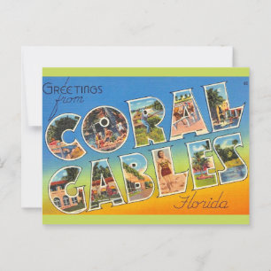 Retro Coral Gables Florida Postkarte