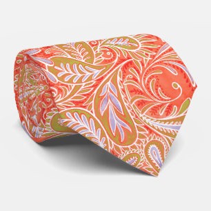 Retro Coral Red Paisley Pattern Krawatte