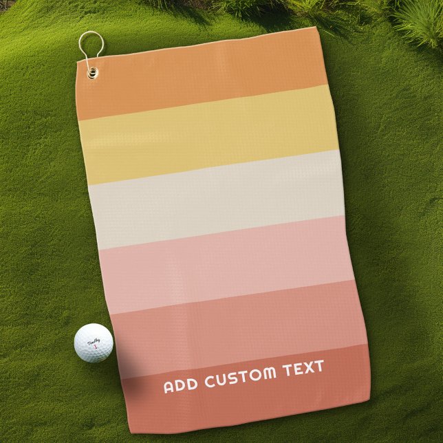 Retro Coral Sunset Streifen Minimal Sans Seriennam Golfhandtuch (Custom Golf Towel)