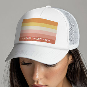 Retro Coral Sunset Streifen Minimal Sans Seriennam Truckerkappe