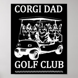 Retro Corgi Dad Golfschläger Süßer Hund Schwingend Poster