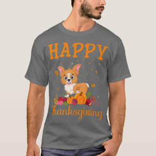 Retro Corgi Dog Happy Thanksgiving Matching Family T-Shirt