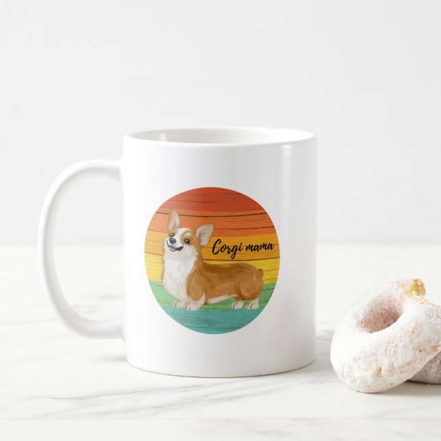 Retro Corgi Mama Hund Kaffeetasse (Mit Donut)