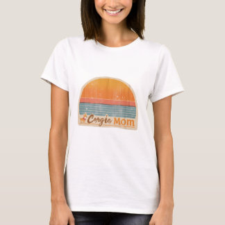 Retro-Corgi-Mama-Sonnenuntergangs-T-Shirt der 70er T-Shirt