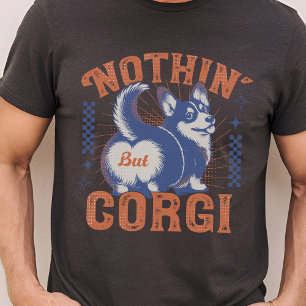 Retro Corgi Nichts außer Corgi Hintern Orange & Bl T-Shirt