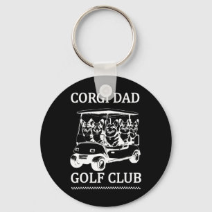 Retro Corgi Papa Golfschläger Süßer Hund Schwingen Schlüsselanhänger