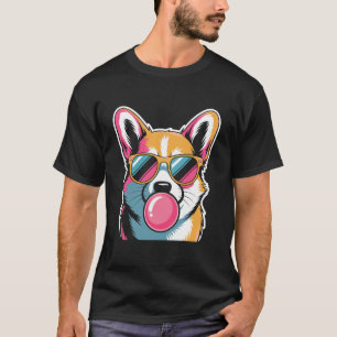 Retro-Corgi-Sonnenbrille Kaugummi Lustiges Hund De T-Shirt