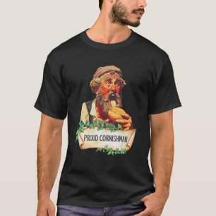 Retro Cornwall Plakat Cornishman isst Pasty Cornwa T-Shirt