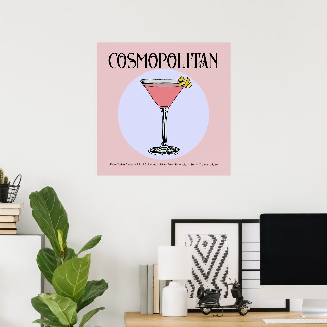 Retro Cosmopolitan Cocktail Illustration Poster (Heimbüro)
