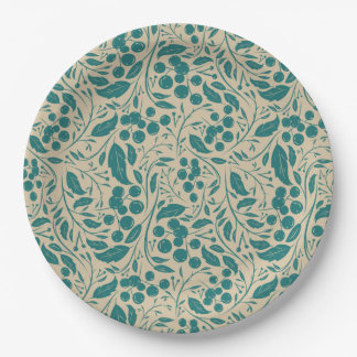 Retro Cosy Blue Patterns Weihnachtsarm Pappteller