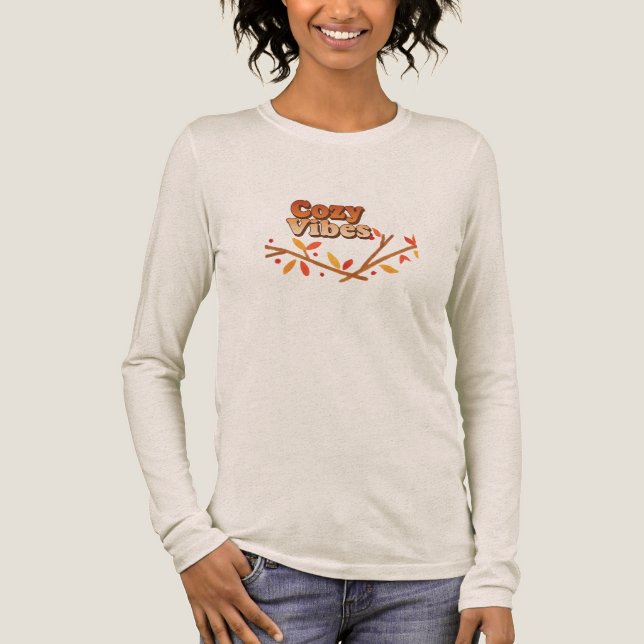 Retro "Cosy Vibes" T - Shirt | 70er Autumn Gradien (Vorderseite)