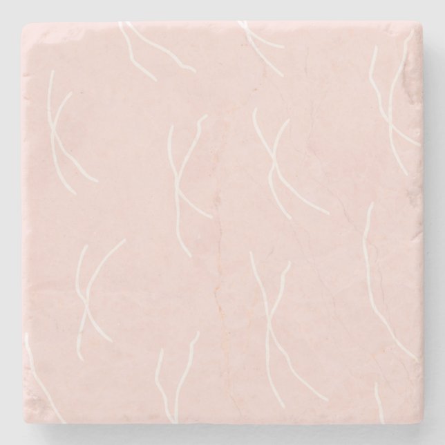 Retro Cottage Abstract Sketchy Lines Dusty Blush Steinuntersetzer (Vorderseite)