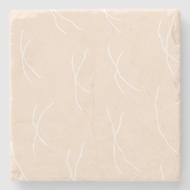 Retro Cottage Abstract Sketchy Lines Light Apricot Steinuntersetzer (Vorderseite)