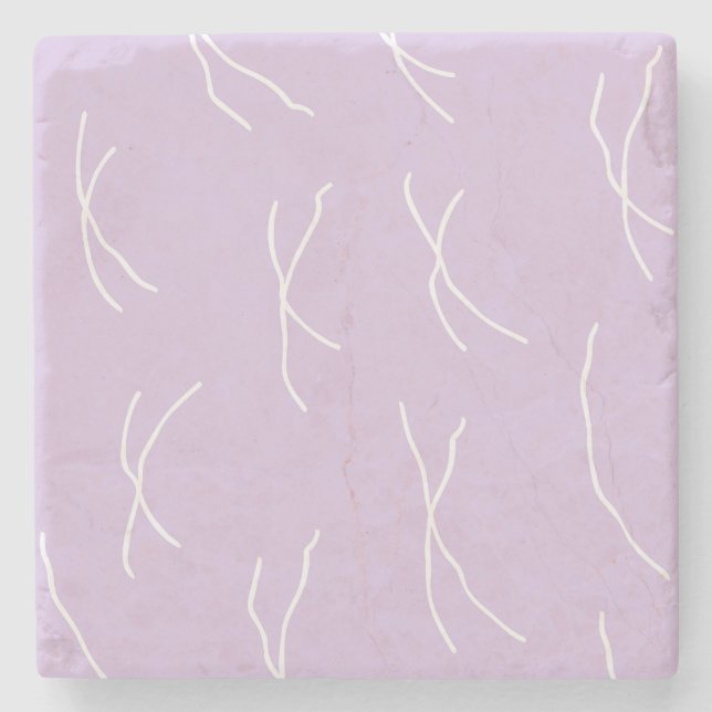 Retro Cottage Abstract Sketchy Lines Soft Lilac Steinuntersetzer (Vorderseite)