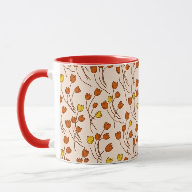 Retro Cottage Sketchy Tulips | Retro Kitchen Tasse (Links)
