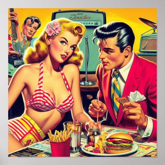 Retro Coulpe der 50er Jahre Poster (Vorne)