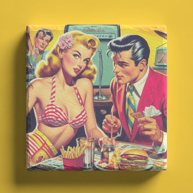 Retro Coulpe der 50er Jahre Steinuntersetzer (Von Creator hochgeladen)