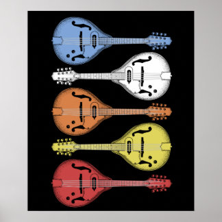 Retro Country Music Mandolin Vintag Bluegrass Poster
