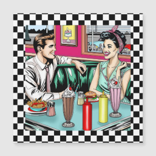 Retro-Couple aus den 50er Jahren bei Diner Blank Magnetkarte