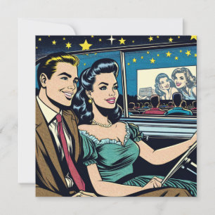 Retro Couple beim Drive-In-Film Einladung