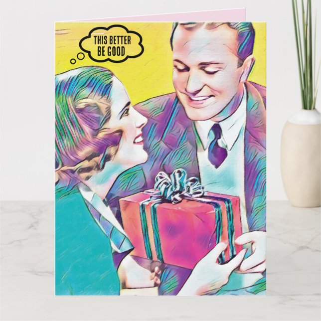 RETRO COUPLE CHRISTMAS FUNNY FRIEND CARD KARTE (Vorderseite)