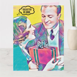 RETRO COUPLE CHRISTMAS FUNNY FRIEND CARD KARTE