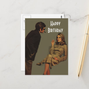 Retro Couple Happy Birthday Postkarte