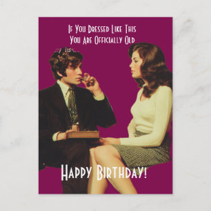 Retro Couple Happy Birthday Postkarte