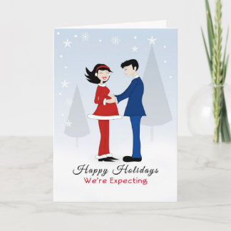 Retro Couple-Happy Holidays-We're erwarten Karte