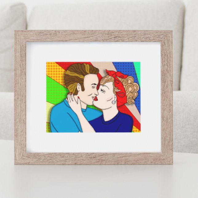 Retro Couple Kissing Pop Art Style Poster (Von Creator hochgeladen)