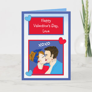 Retro Couple Kissing xoxo Valentinstag Karte