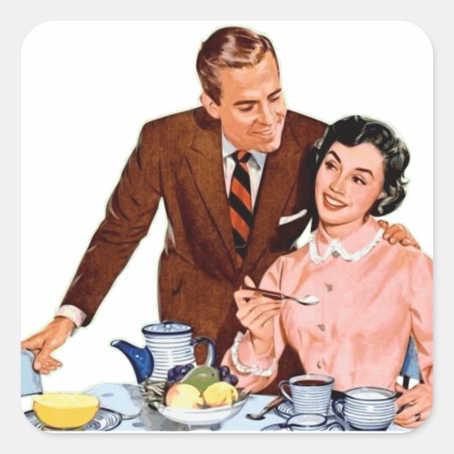 Retro Couple Kitchen Vintag Graphics Stickers (Vorderseite)
