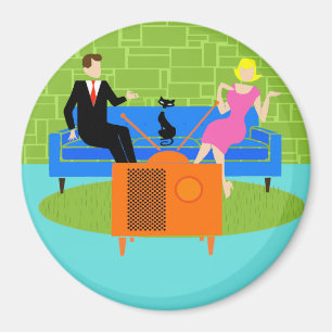 Retro Couple mit Cat Magnet