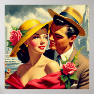 Retro Couple Painting der 50er Jahre Poster