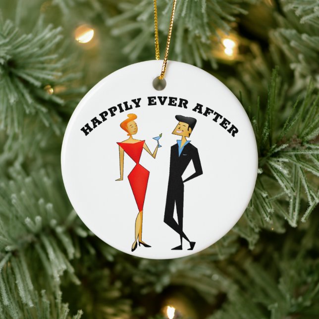 RETRO COUPLE WEDING GIFT ORNAMENT (Baum)