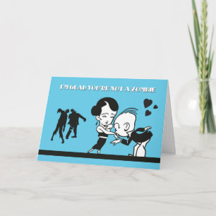 Retro Couple & Zombie Valentine's Day Card Feiertagskarte
