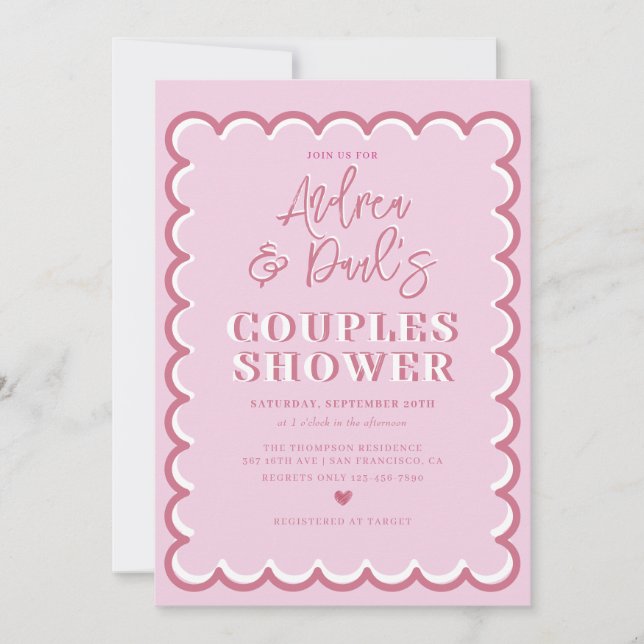 Retro Couples Dusche Einladung (Vorderseite)