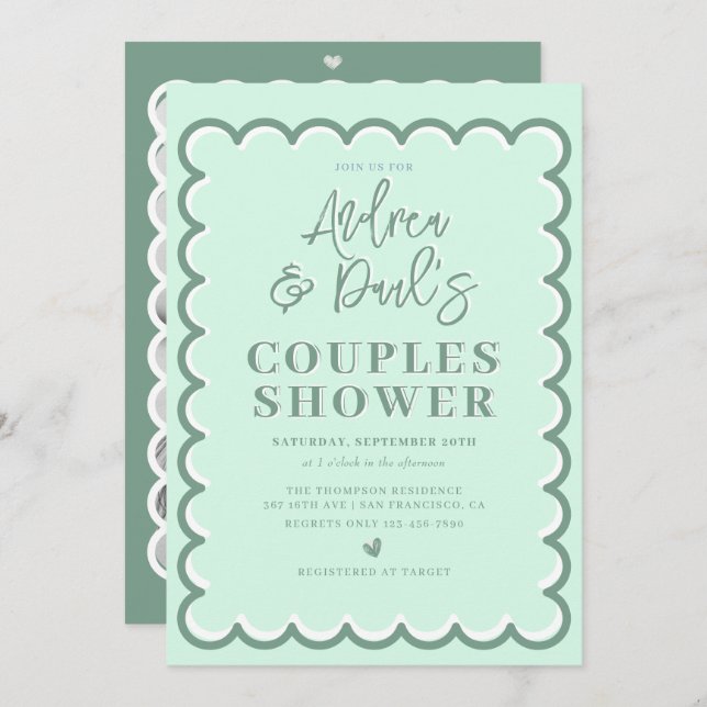 Retro Couples Dusche Einladung (Vorne/Hinten)