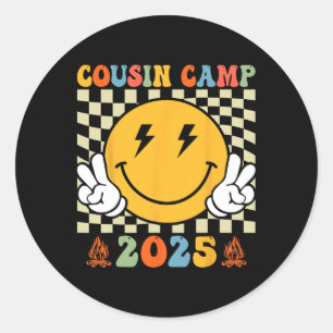Retro-Cousin-Camp 2025 Familienurlaub Sommercamp Runder Aufkleber