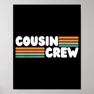 Retro Cousin Crew Streifen Sommerurlaub Familie Poster