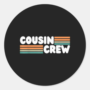 Retro Cousin Crew Streifen Sommerurlaub Familie Runder Aufkleber