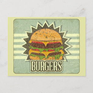 Retro-Cover für Fast-Food-Menü Postkarte