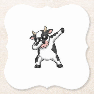 Retro Cow mit Dabbing-Sonnenbrille Grafik-Shirt_1 Untersetzer