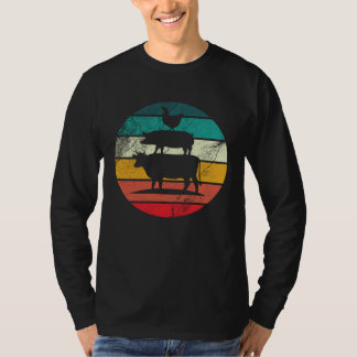 Retro Cow Pig Chicken Vintage Animals Cow Pig Chic T-Shirt