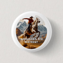 Retro Cowboy and Pferd Western Button